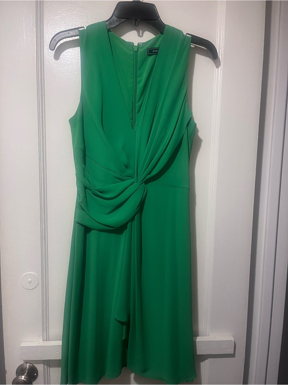 BCBGMaxAzria Green Draped Knot Midi Dress